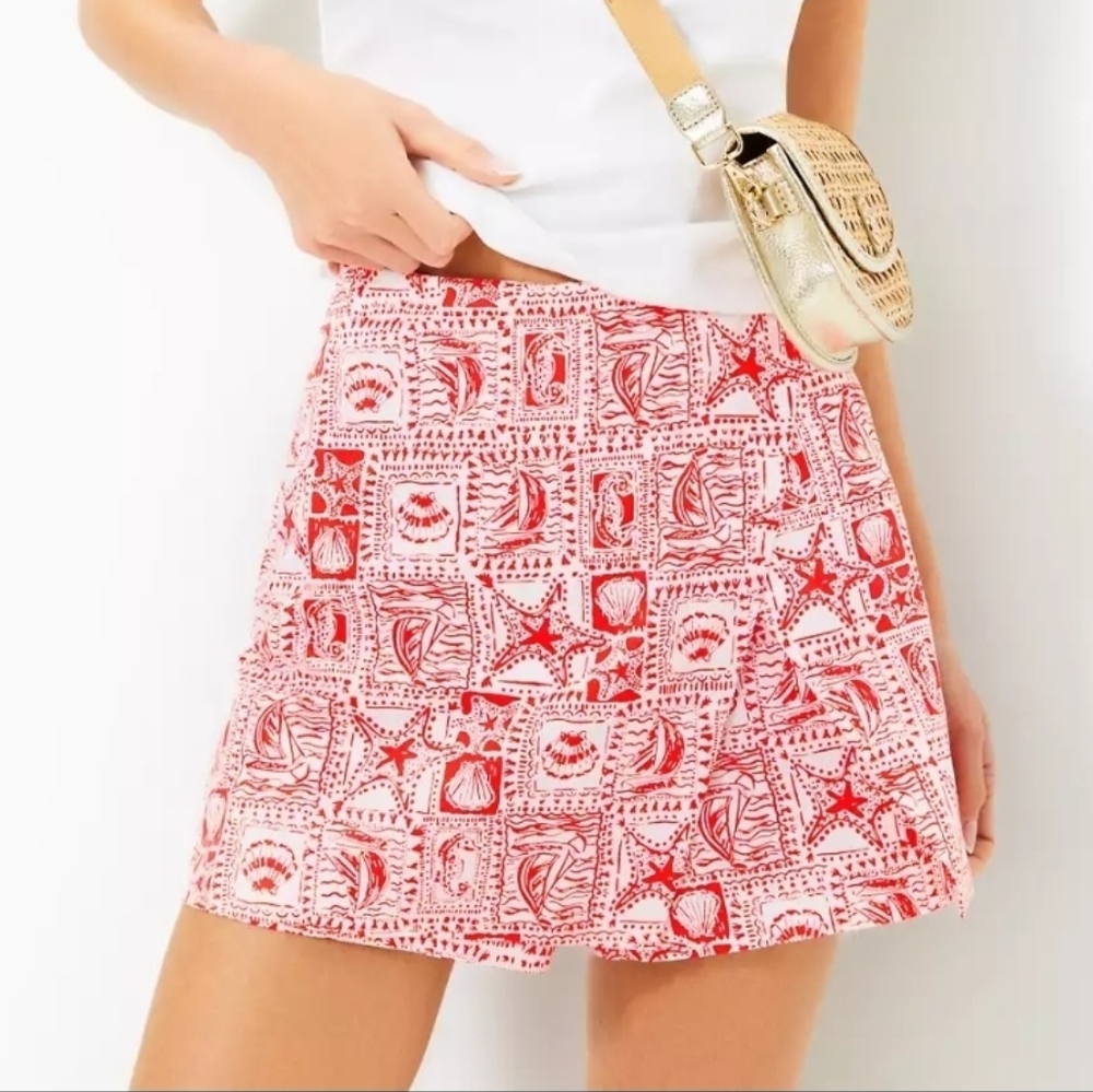 Lilly Pulitzer Red and White Printed Skort